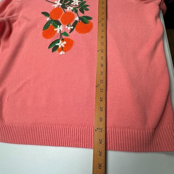 Talbots Sweater Womens 2X Pink Fruit Oranges Long Sleeve Preppy Resort Spring - Picture 9 of 11